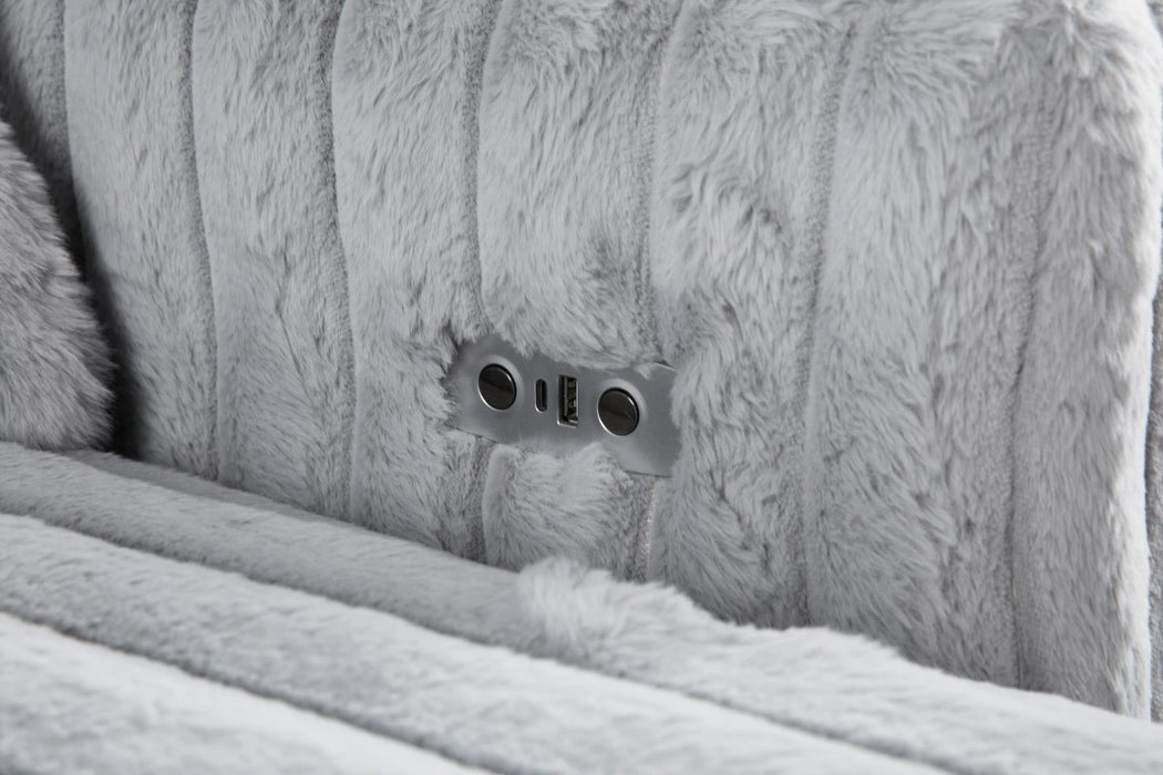 Gray Corduroy Power 4 Seater Sofa