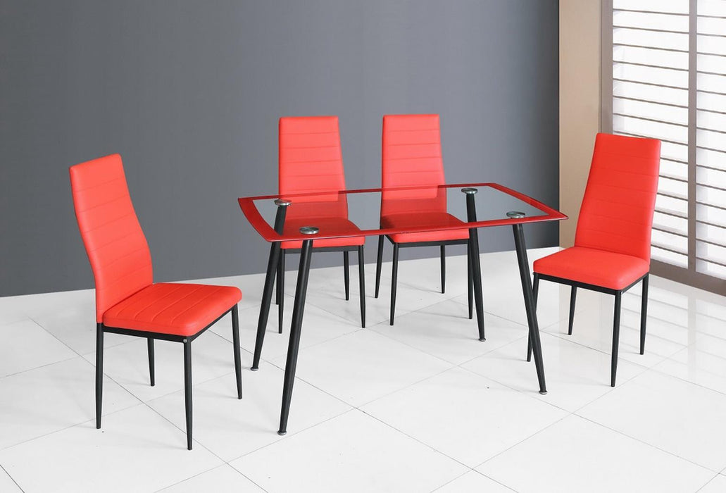 D341 Red Dining Table-4 Chairs