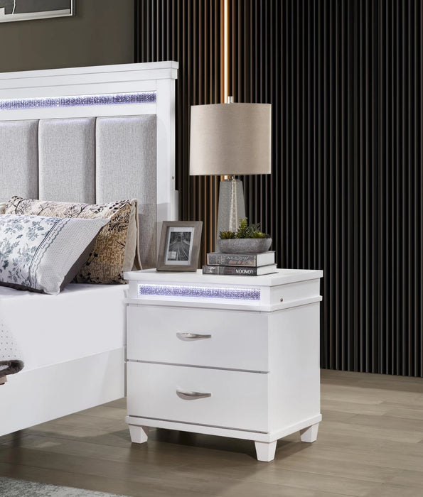 White Led Queen Bed