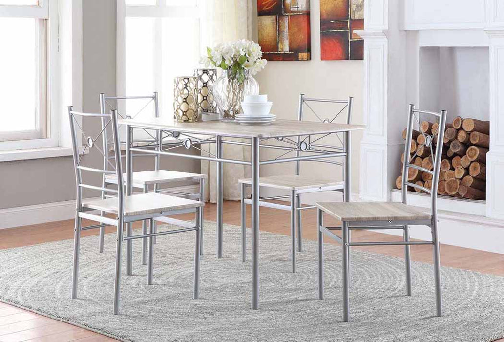 Anna Fontana 5-piece Rectangular Dining Set Brushed Silver - Furniture Citi (Multi Location - MI)