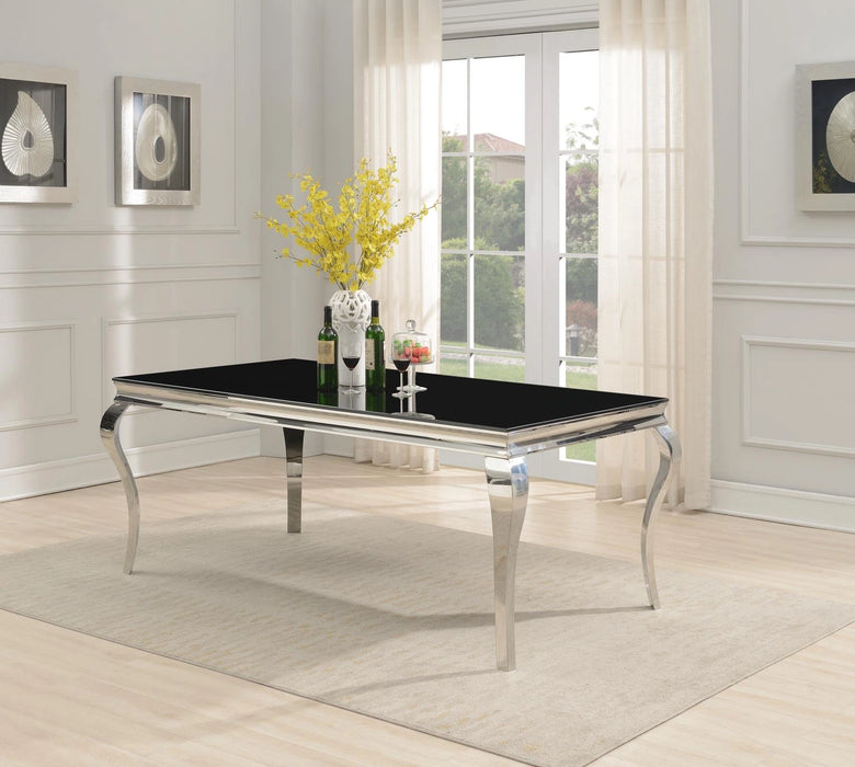 Glamour Dining Table & 6 Black Velvet Chairs