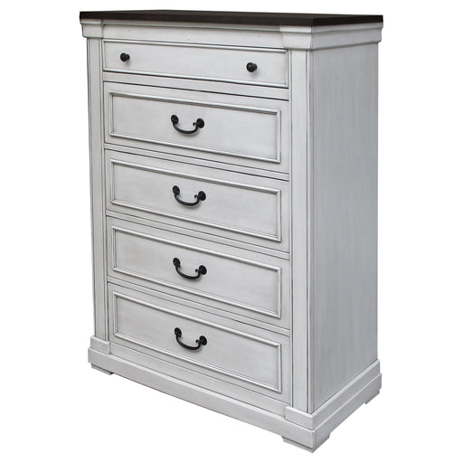 Hillcrest 5-drawer Chest Dark Rum and White image