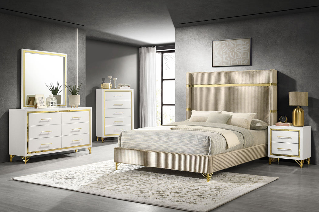 Lucia Eastern King & Queen Bed Beige & Grey