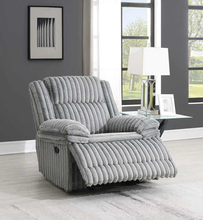 Gray Corduroy Motion Glider Chair