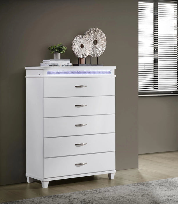 White Led Queen Bed
