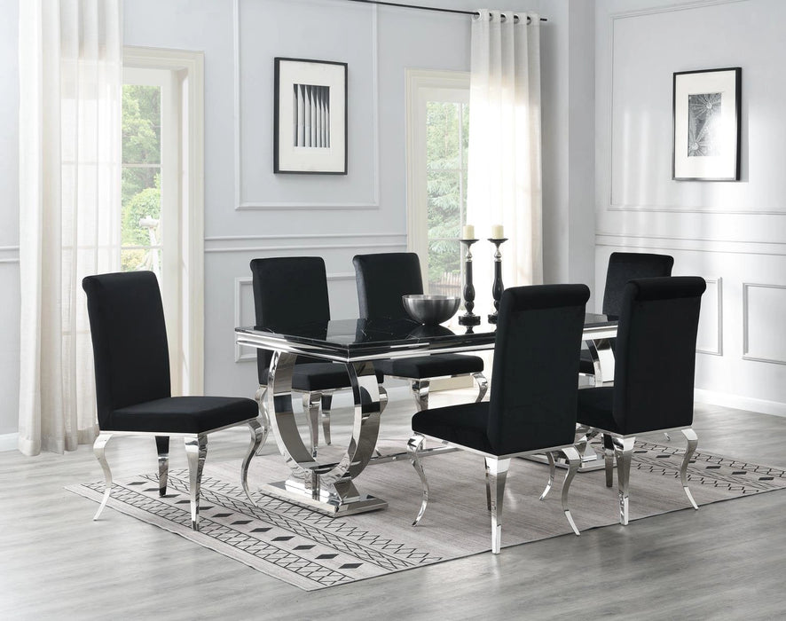 G-082-T-BLACK Dining Table-Black Marble