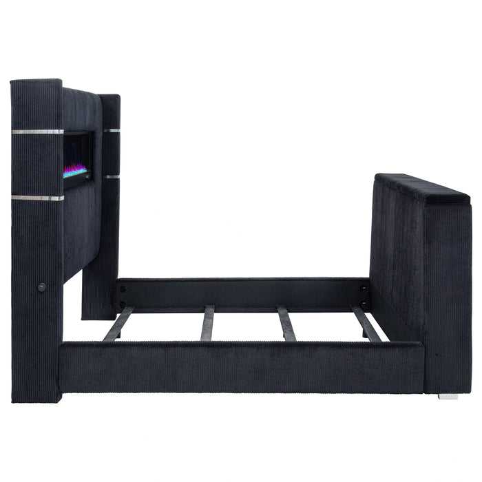 Tisdall Wingback TV Bed with Flame Visualizer