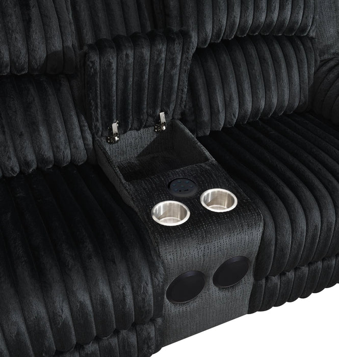 Black Corduroy Power Led Reclining Sofa
