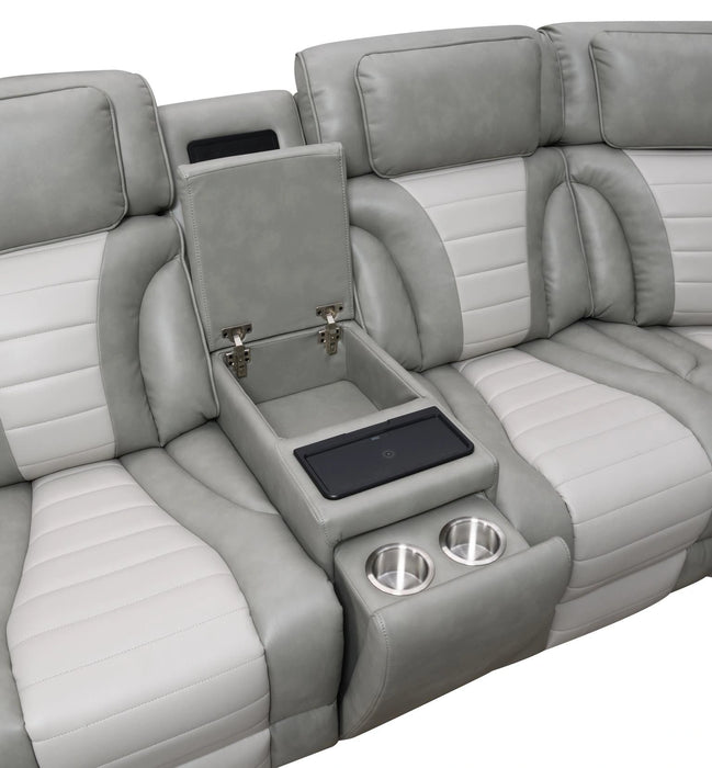 Gray/White Power 3 Pc Sectional W/Bluetooth Speaker, And Wireless Charger