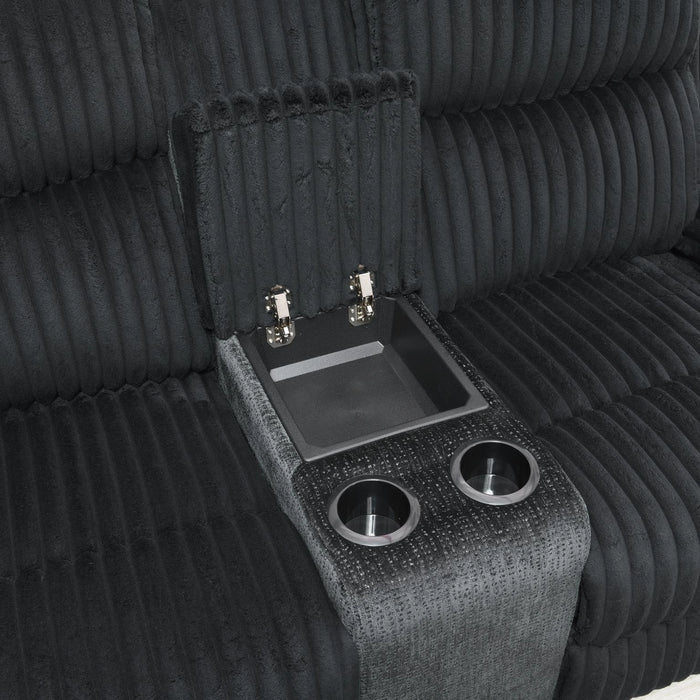 Black Corduroy Motion Loveseat