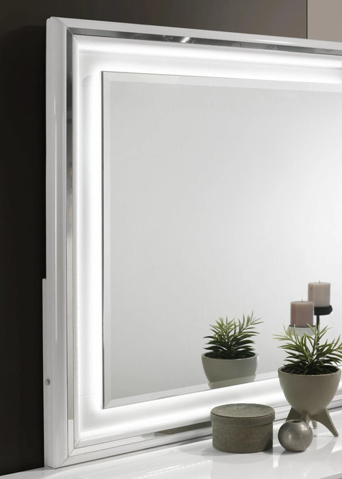White Bevel Mirror