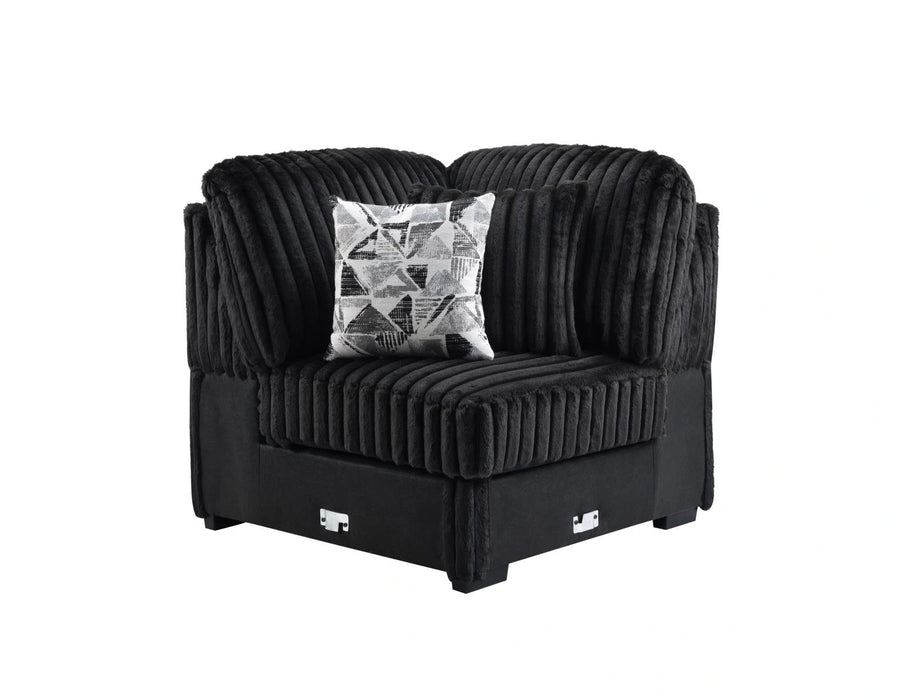 Black Corduroy Power Reclining 4 Pc Sectional W/2 Wireless Charger