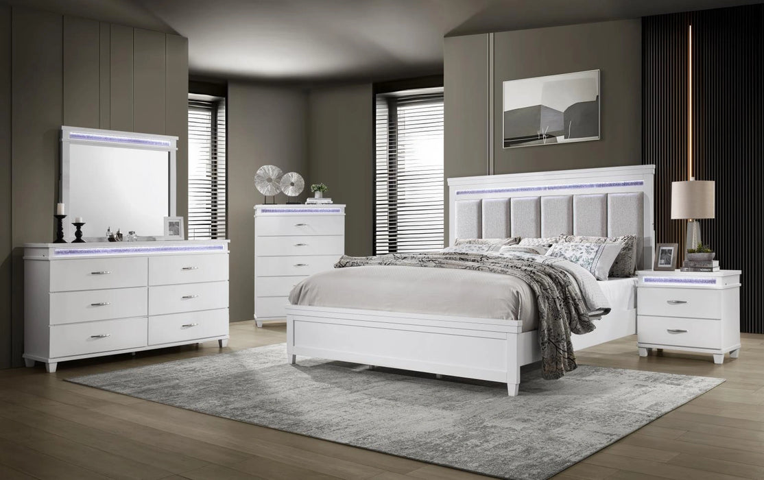 White Led King Bed