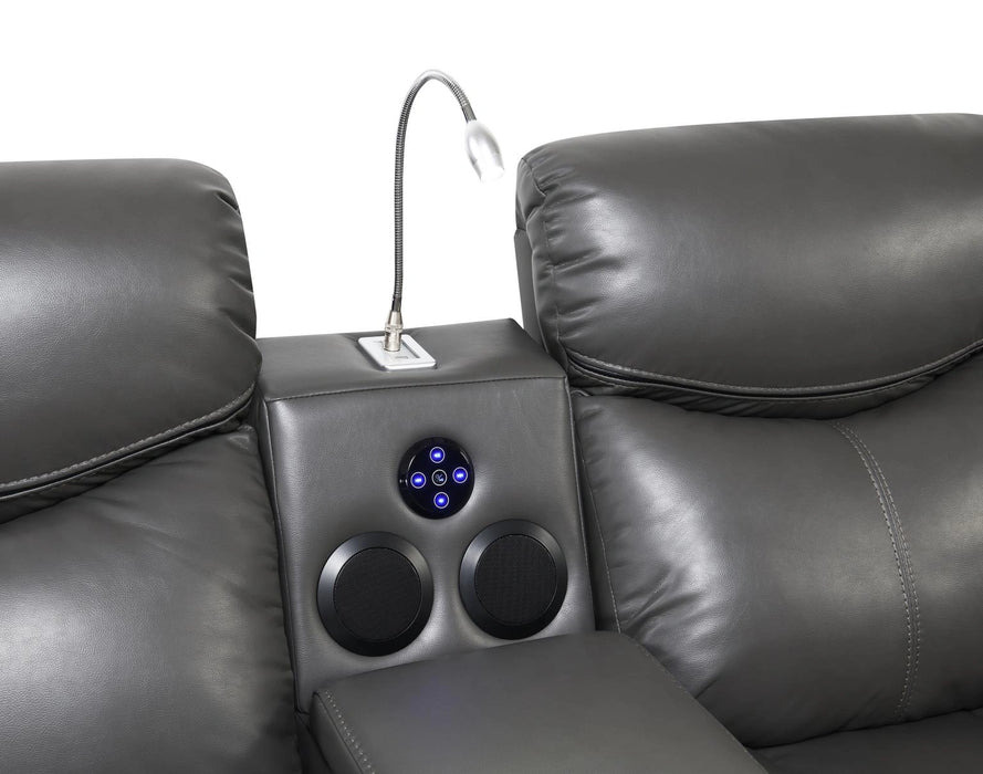 U101 Gray Power Reclining Loveseat With Led Light-Speaker