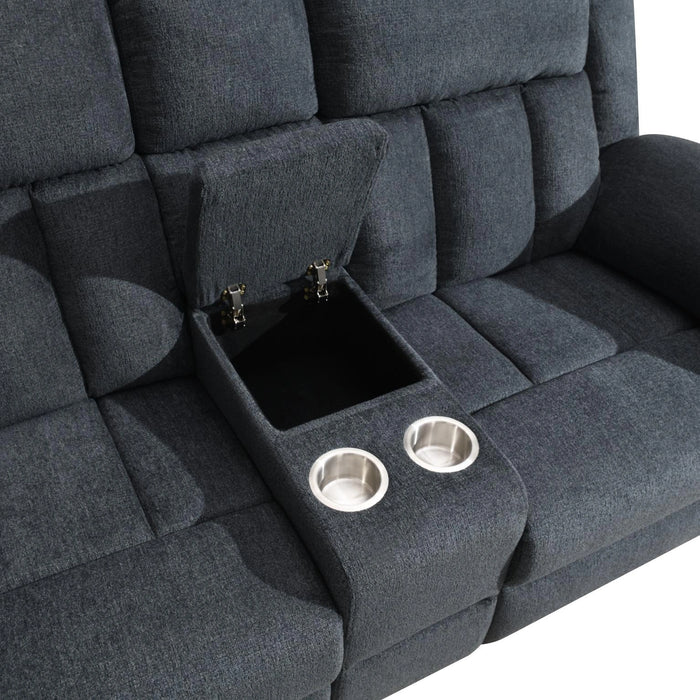 Gray Motion Sofa W/Drop Down Table