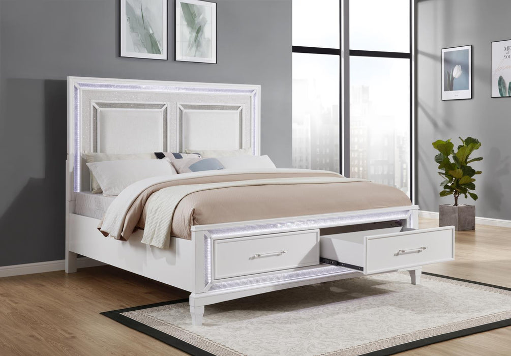 White Led Queen Bed