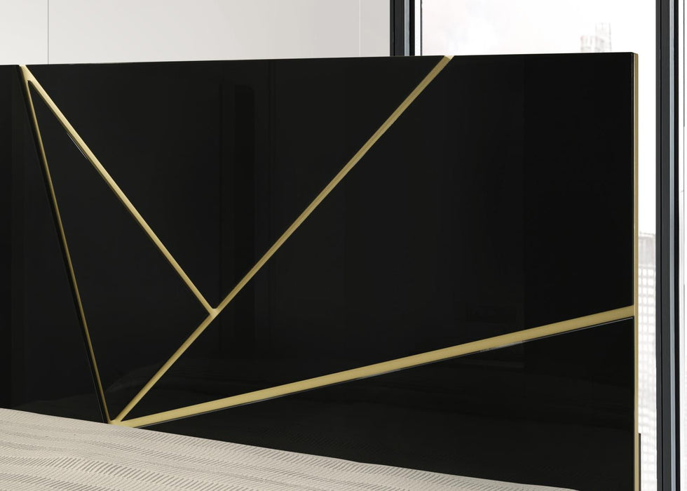 Black/Gold Line Queen Bed