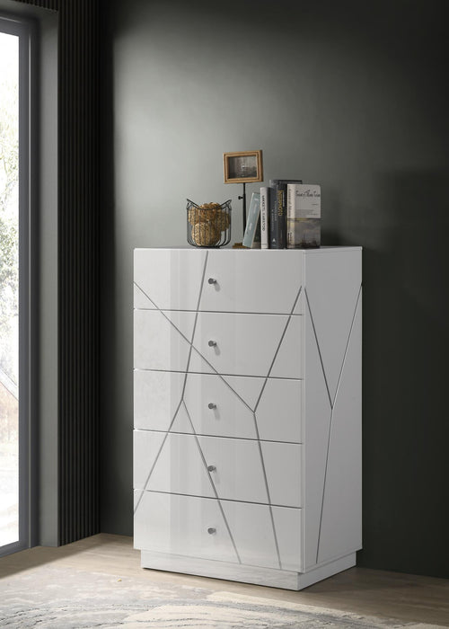 White/Gray Line Queen Bed