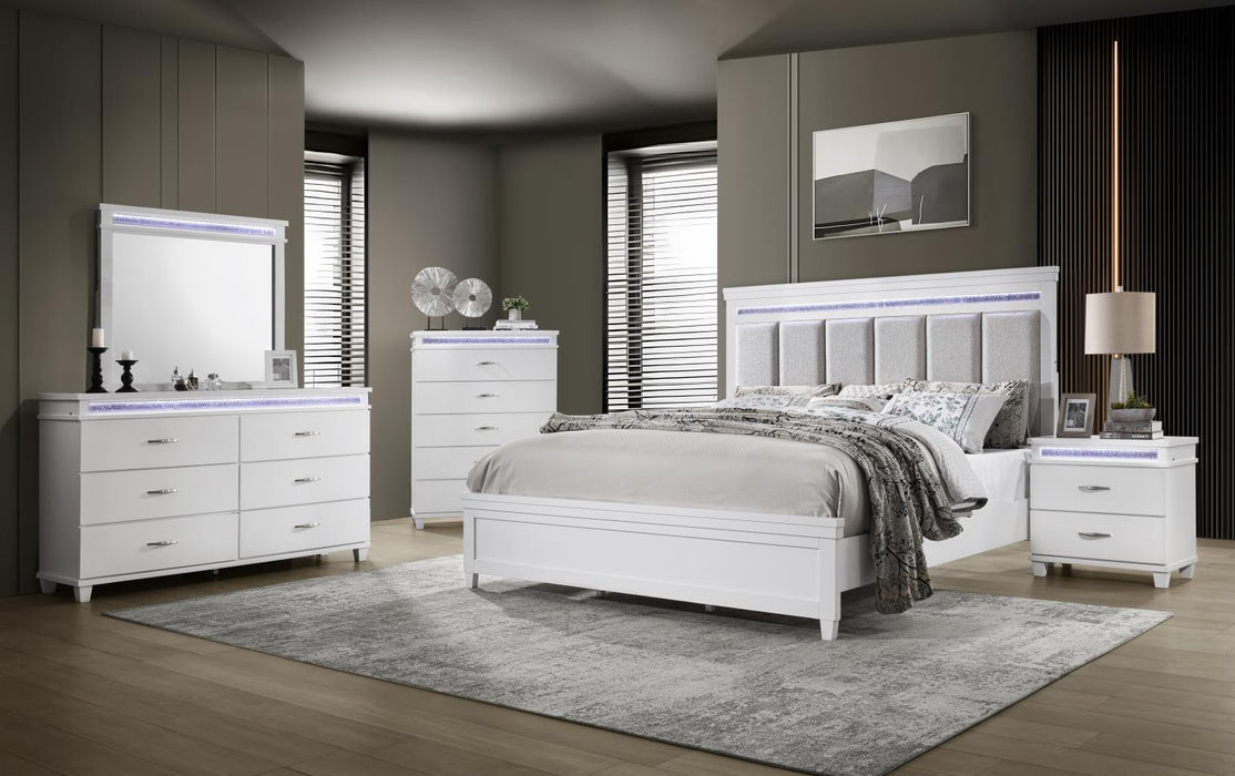 White Led Queen Bed