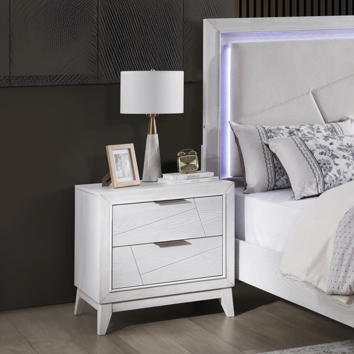 Led Queen Bed Antique White