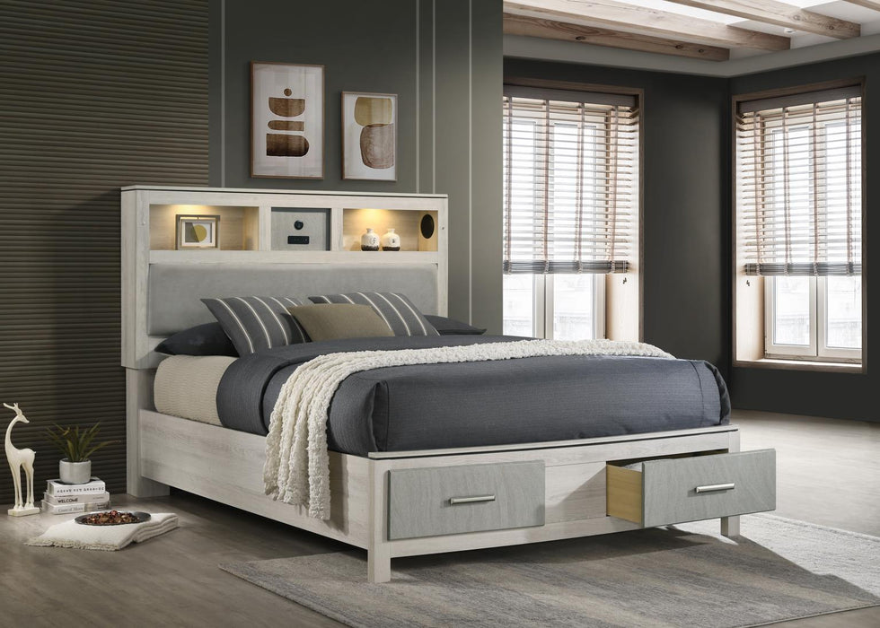 B261 Light Beige-Dove Gray Bed With Speaker-Led - Furniture Citi (Multi Location - MI)