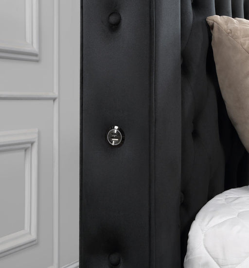 B567 Black Velvet Canopy Bed With Bluetooth Speaker-Usb - Furniture Citi (Multi Location - MI)