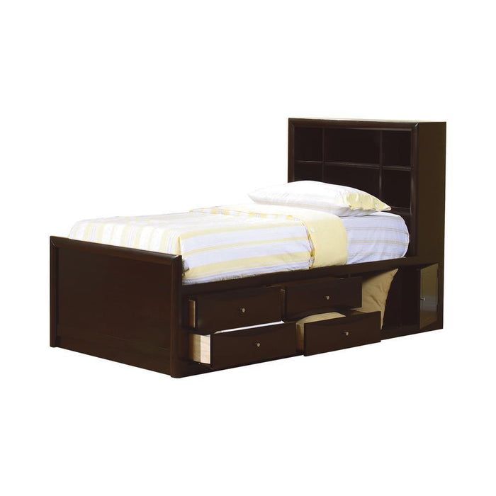 Phoenix Full Bookcase Bed with Underbed Storage Cappuccino