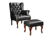 Roberts Button Tufted Back Accent Chair with Ottoman Black and Espresso - Furniture Citi (Multi Location - MI)
