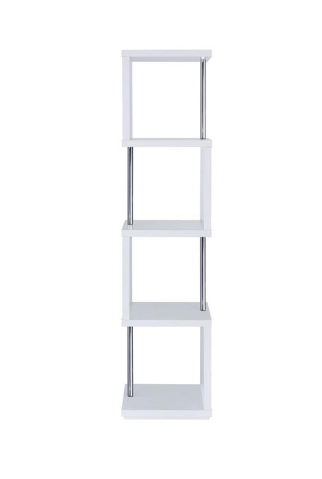 Baxter 4-shelf Bookcase White and Chrome