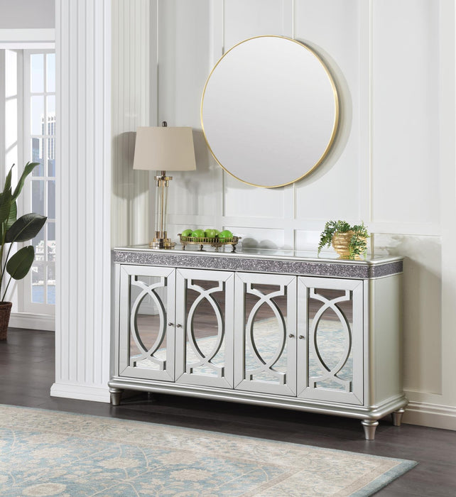 D107 Silver Shimmer Oval Dining Table