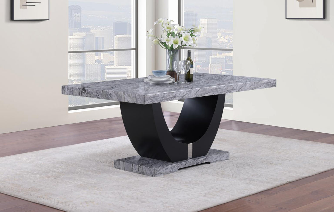 D144 Gray Faux Marble Dining Table
