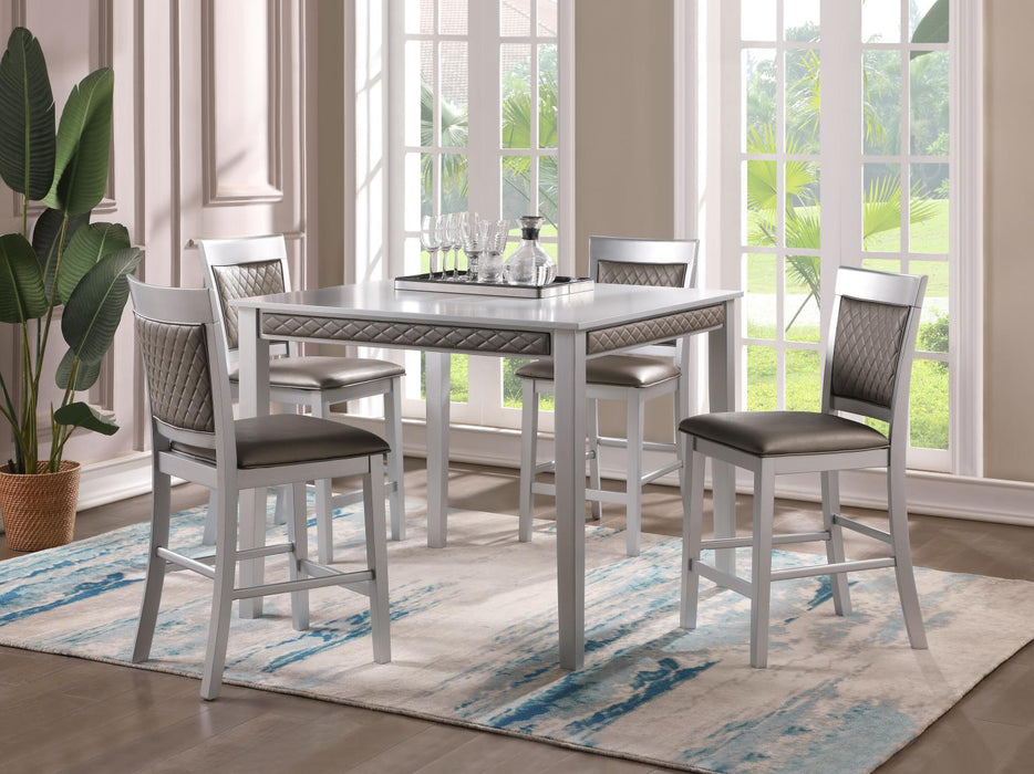 D298 Silver Counter Height Table-4 Chairs