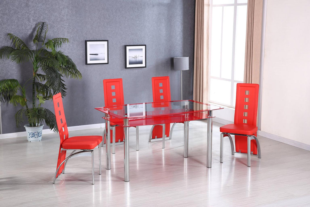 D318 Red Glass Dinette Table