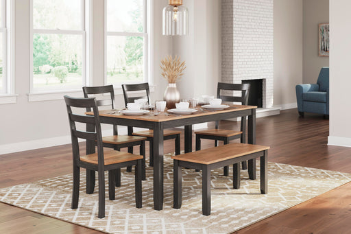 Gesthaven Dining Table with 4 Chairs and Bench (Set of 6) - Furniture Citi (Multi Location - MI)