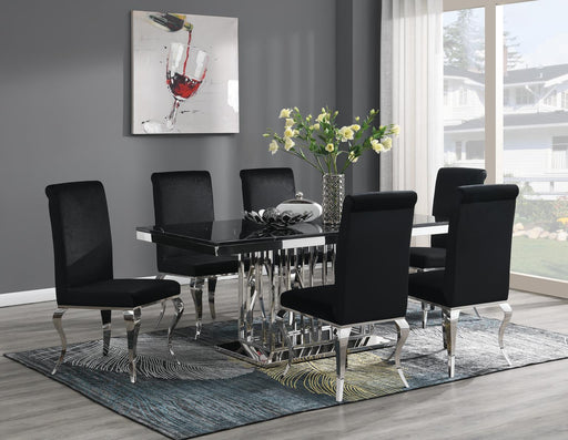 G-081-T-BLACK Dining Table-Black Marble-4 Velvet Chairs - Furniture Citi (Multi Location - MI)