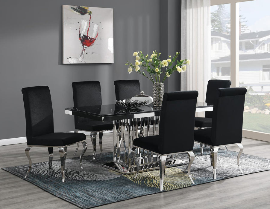 G-081-T-BLACK Dining Table-Black Marble-4 Velvet Chairs - Furniture Citi (Multi Location - MI)