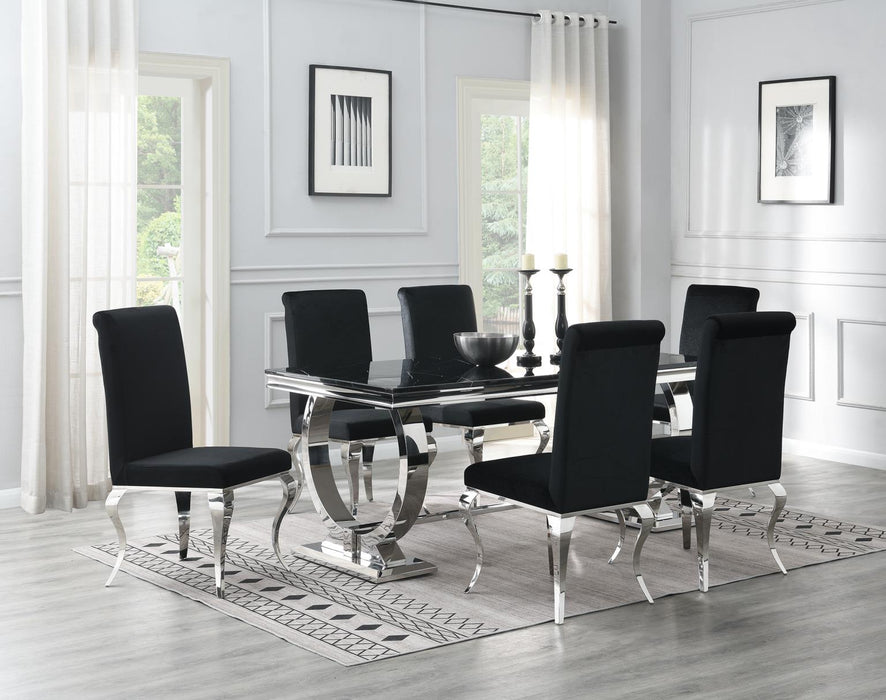 G-082-T-BLACK Dining Table Black Marble-4 Black Leather Chairs - Furniture Citi (Multi Location - MI)