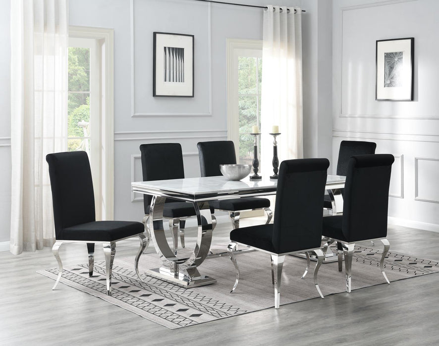 G-082-T-WHITE Dining Table White Marble-4 Velvet Chairs - Furniture Citi (Multi Location - MI)