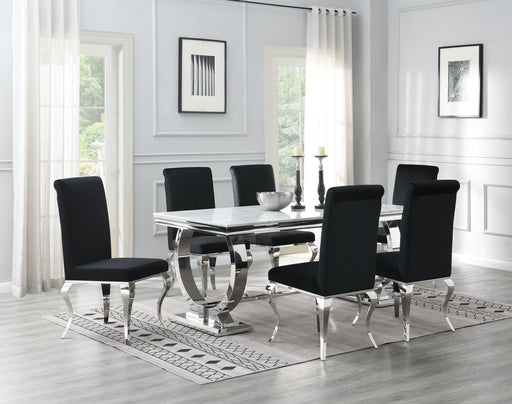 G-082-T-WHITE Dining Table White Marble-4 Velvet Chairs - Furniture Citi (Multi Location - MI)