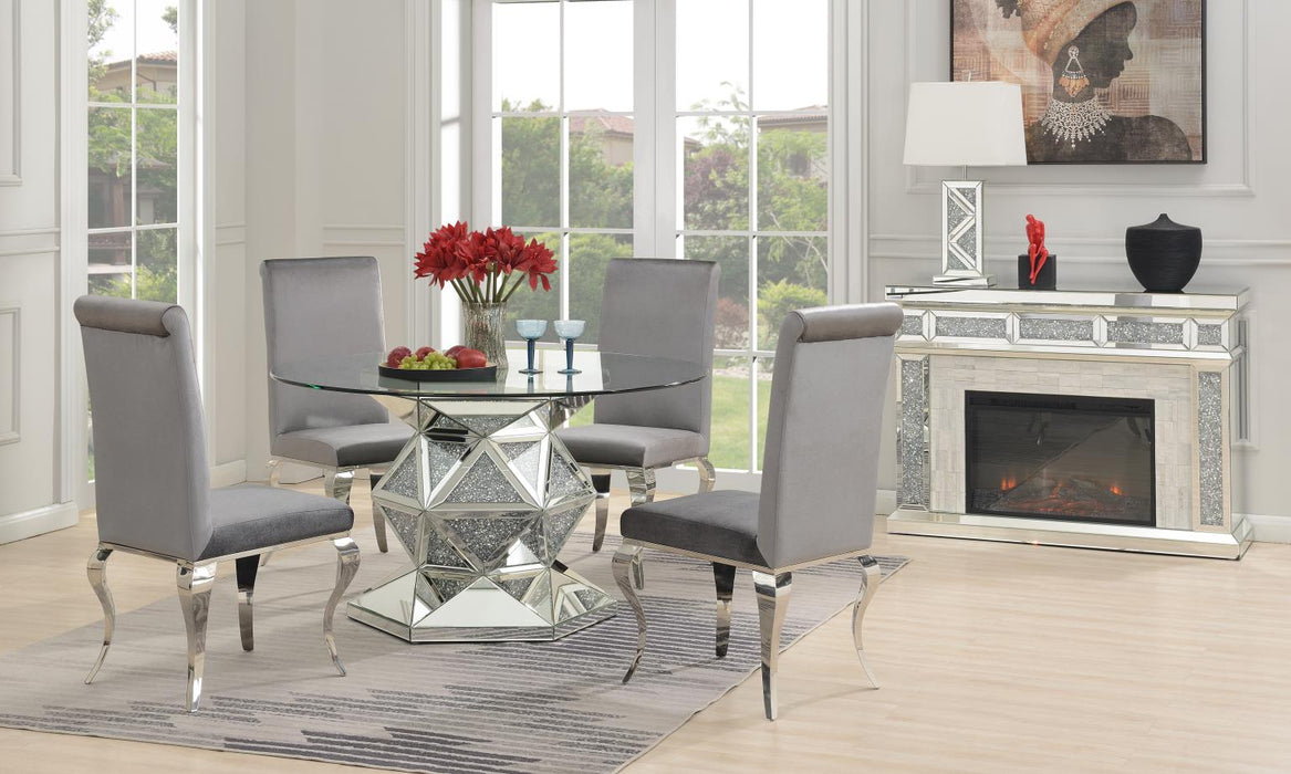 G-102 Glamour Dining Table-4 Black Leather Chairs