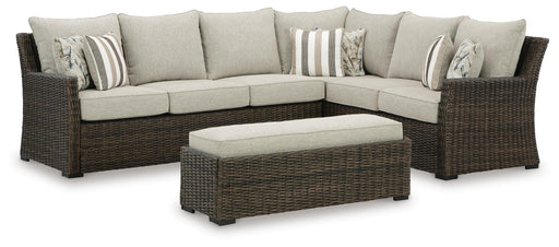 Brook Ranch Outdoor Sofa Sectional/Bench with Cushion (Set of 3) - Furniture Citi (Multi Location - MI)