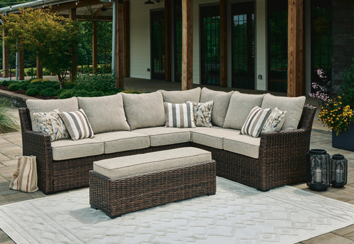Brook Ranch Outdoor Sofa Sectional/Bench with Cushion (Set of 3) - Furniture Citi (Multi Location - MI)