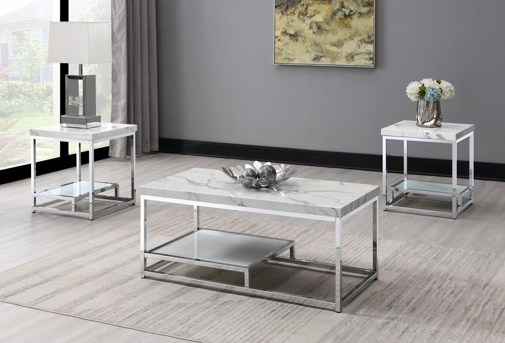 T111 Chrome Coffee Table-2 End Table