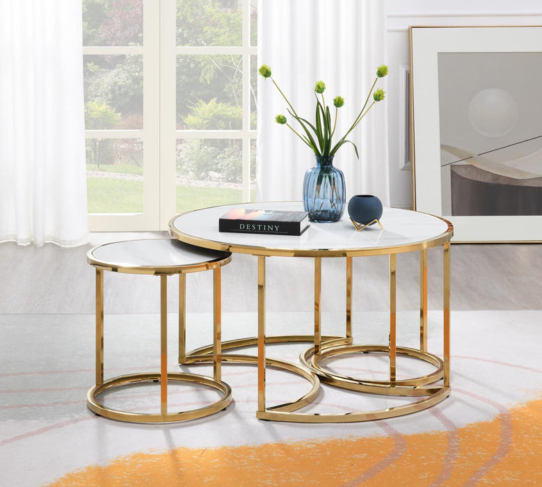 T328 Gold Coffee Table-2 End Table