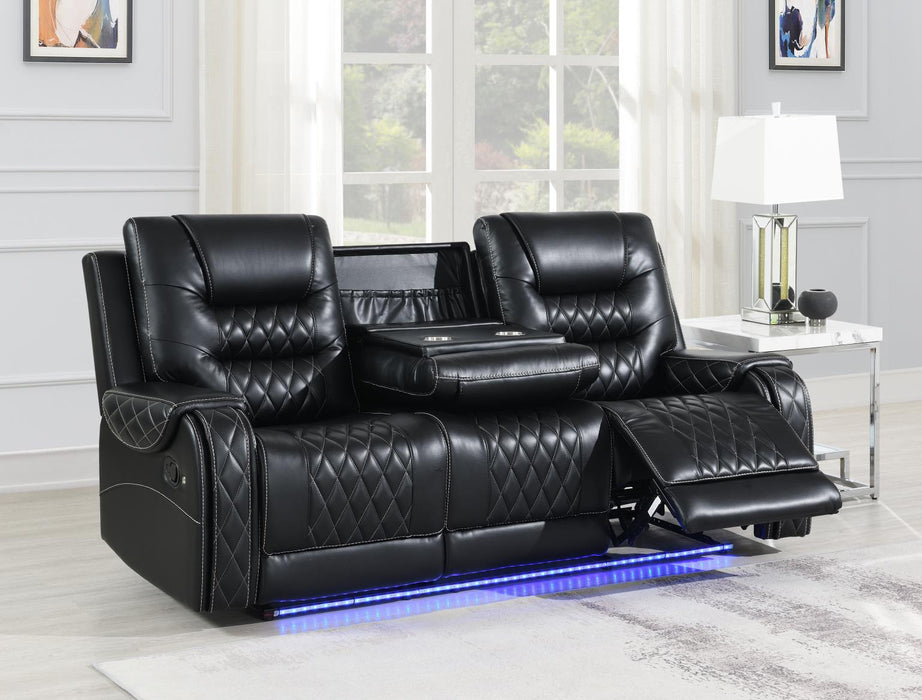U140 Black Motion Sofa With Drop Down