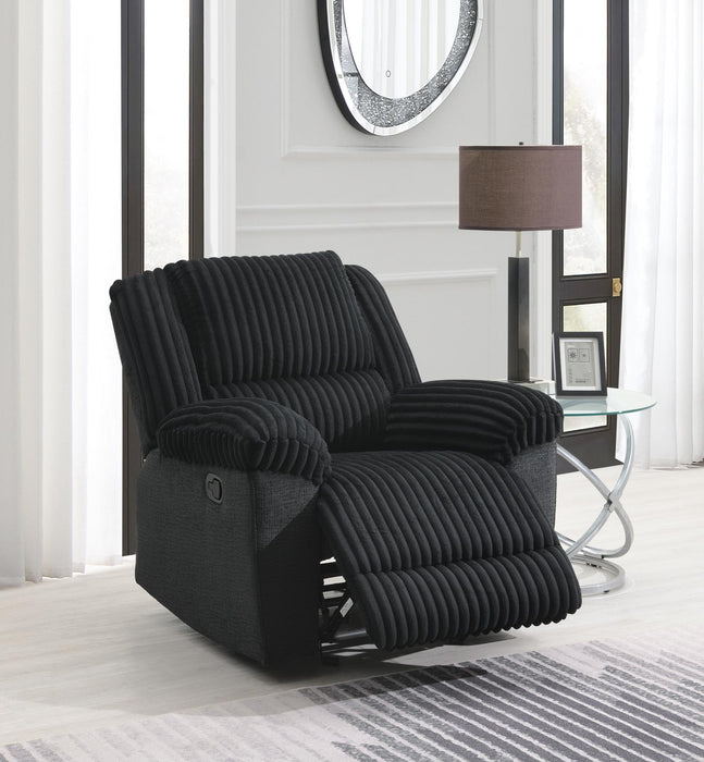 U144 Black Corduroy Motion Glider Recliner