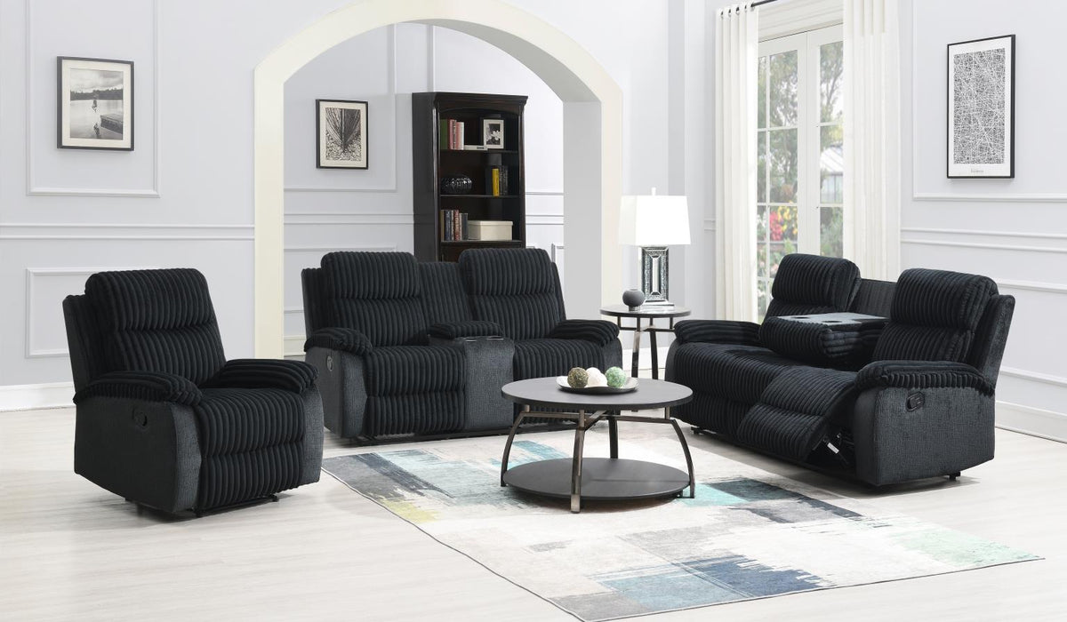 Black Corduroy Motion Loveseat