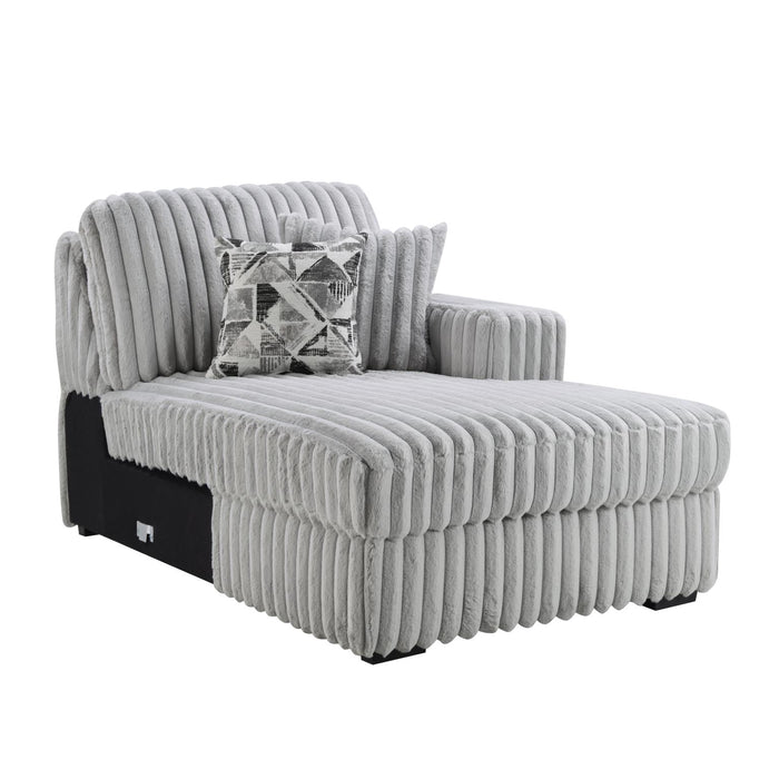 Gray Corduroy Power Reclining 4 Pc Sectional W/2 Wireless Charger