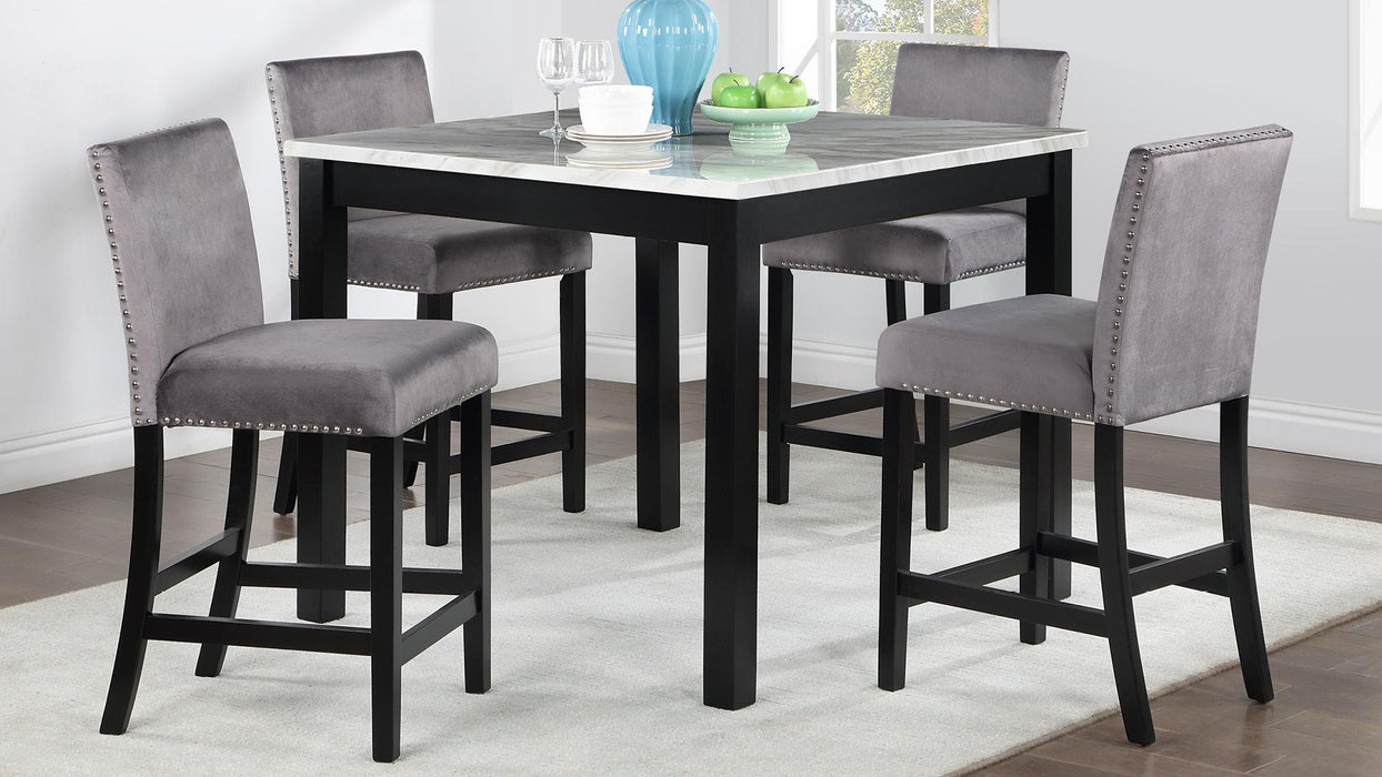 Julson DINING TABLE W/ 4 GRAY VELVET CHAIRS - D205-GRY-5