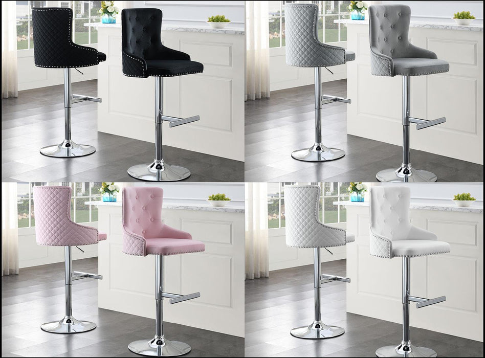 Amelia WHITE VELVET BAR STOOL - ST115-WHT - Furniture Citi (Multi Location - MI)